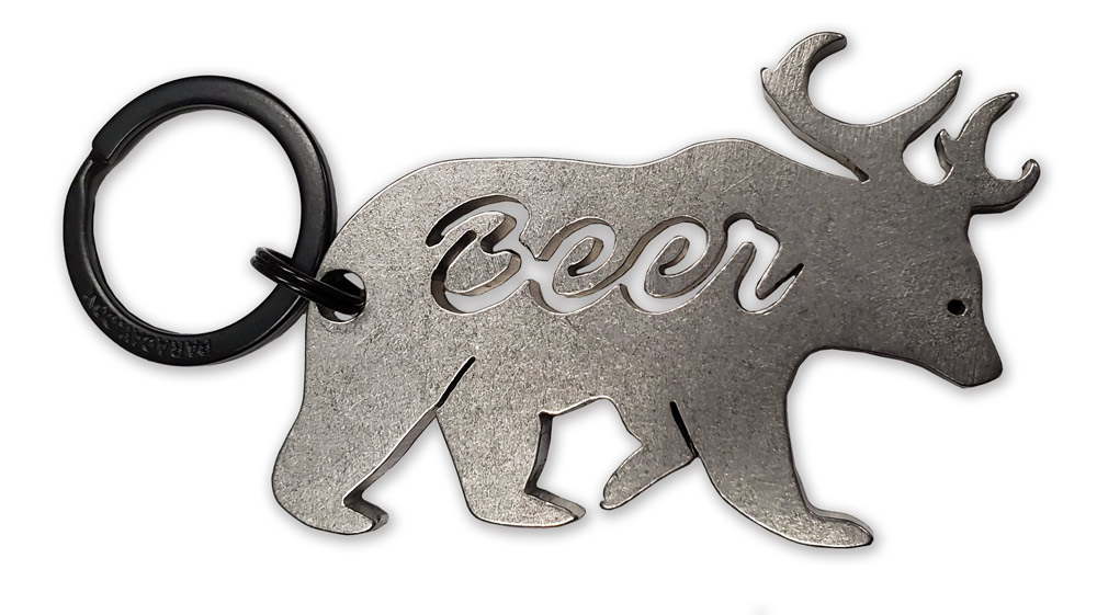 Bear Custom Hand Made Hand Stamped Naughty Novelty For Him Hunting Funny Brass Key Tag Key Chain Gift Got Beer
