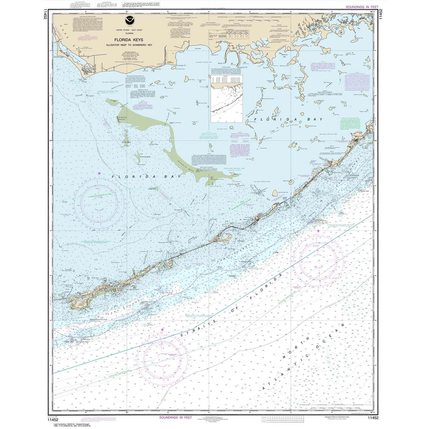 noaa chart 11452 intracoastal waterway alligator reef to sombrero florida navigational charts