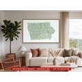 Iowa sectional chart wall map hanging in a living room