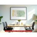Kansas sectional chart wall map hanging in an office