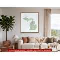 Michigan sectional chart wall map hanging in a living room