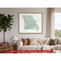 Missouri sectional chart wall map hanging in a living room