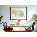 Nebraska sectional chart wall map hanging in an office