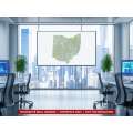 Ohio sectional chart wall map on an office wall