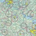 Close-up of the South Carolina sectional chart showing airports and airspace