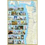 Northwest Lighthouses Illustrated Map & Guide Laminated Poster