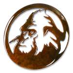 Bigfoot Metal Art :Sasquatch Head Round MAGNET