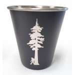 Bigfoot Novelty Gifts :Sasquatch w/ Redwood Tree Stainless Steel Shot Glass