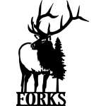 Customs & Named Metal Art :Elk Redwood "Forks" MAGNET