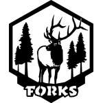 Customs & Named Metal Art :Elk Badge w/ Forks MAGNET