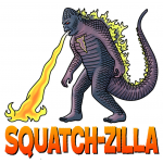 Bigfoot Novelty Gifts :Squatch-Zilla STICKER (10 PACK)