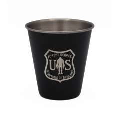 Bigfoot Believe Shield with USFS Department of Sasquatch - Stainless Steel Shot Glass - Paracay