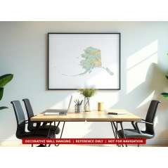 Alaska sectional chart wall map hanging in an office