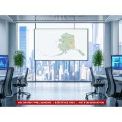 Alaska sectional chart wall map on an office wall