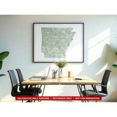 Arkansas sectional chart wall map hanging in an office