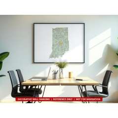 Indiana sectional chart wall map hanging in an office