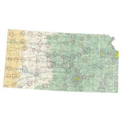 Kansas sectional chart wall map, decorative FAA chart, reference only