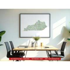 Kentucky sectional chart wall map hanging in an office