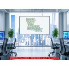 Louisiana sectional chart wall map on an office wall