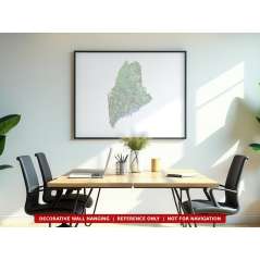 Maine sectional chart wall map hanging in an office