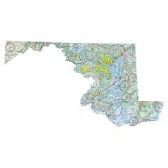 Maryland sectional chart wall map, decorative FAA chart, reference only