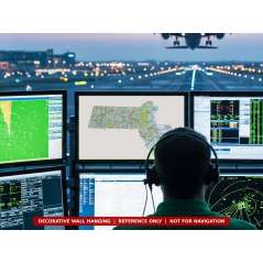 Massachusetts sectional chart wall map on a control tower screen