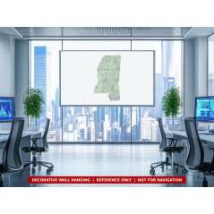 Mississippi sectional chart wall map on an office wall