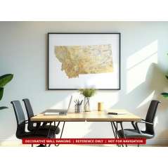 Montana sectional chart wall map hanging in an office