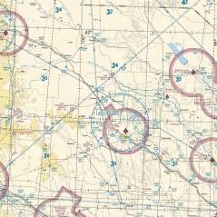 Close-up of the Nebraska sectional chart showing airports and airspace