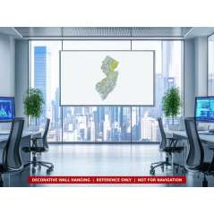 New Jersey sectional chart wall map on an office wall