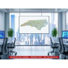 North Carolina sectional chart wall map on an office wall