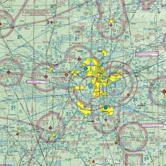 Close-up of the Oklahoma sectional chart showing airports and airspace