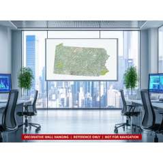 Pennsylvania sectional chart wall map on an office wall