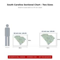 South Carolina sectional chart wall map size comparison