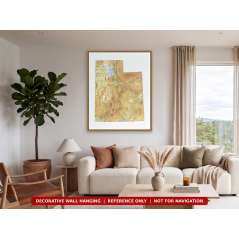 Utah sectional chart wall map hanging in a living room