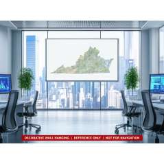 Virginia sectional chart wall map on an office wall