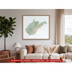 West Virginia sectional chart wall map hanging in a living room