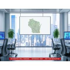 Wisconsin sectional chart wall map on an office wall