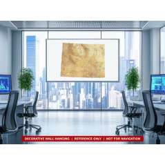 Wyoming sectional chart wall map on an office wall