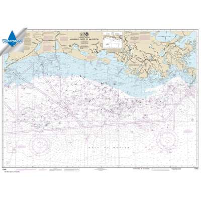 Waterproof NOAA Charts :Waterproof NOAA Chart 11340: Mississippi River to Galveston