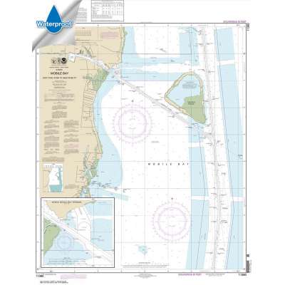 Waterproof NOAA Charts :Waterproof HISTORICAL NOAA Chart 11380: Mobile Bay East Fowl River to Deer River Pt; Mobile Middle Bay Terminal
