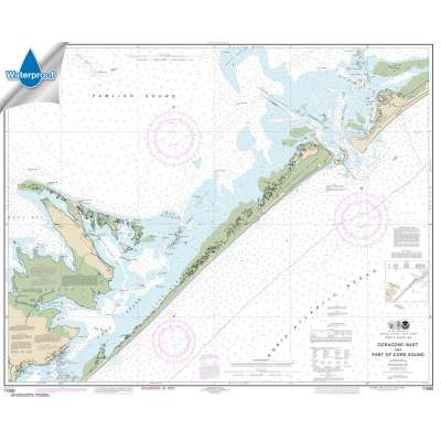 Atlantic Coast NOAA Charts :Waterproof HISTORICAL NOAA Chart 11550: Ocracoke lnlet and Part of Core Sound