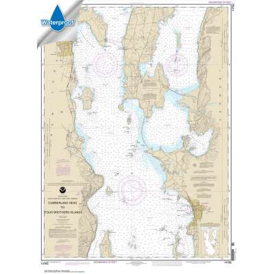 Waterproof NOAA Charts :Waterproof HISTORICAL NOAA Chart 14782: Cumberland Head to Four Brothers Islands
