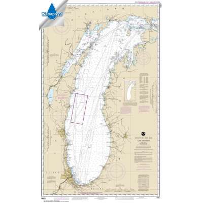 Waterproof NOAA Charts :Waterproof NOAA Chart 14901: Lake Michigan (Mercator Projection)