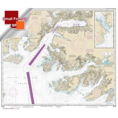 Alaska NOAA Charts :Small Format NOAA Chart 16708: Prince William Sound-Port Fidalgo and Valdez Arm;Tatitlek Narrows