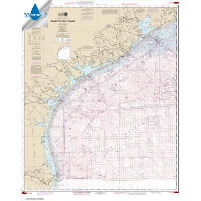 Waterproof NOAA Chart 1117A: Galveston to Rio Grande (Oil and Gas Leasing Areas)