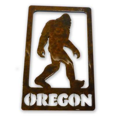 Bigfoot Metal Art :Bigfoot in frame w/ Oregon MAGNET - Bigfoot Gift