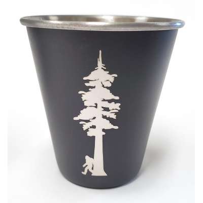 Bigfoot Novelty Gifts :Sasquatch w/ Redwood Tree Stainless Steel Shot Glass