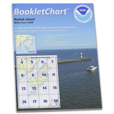 NOAA BookletChart 16580: Kodiak Island;Southwest Anchorage: Chirikof Island, Handy 8.5" x 11" Size. Paper Chart Book Designed for use Aboard Small Craft