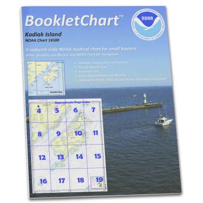 HISTORICAL NOAA BookletChart 16580: Kodiak Island;Southwest Anchorage: Chirikof Island, Handy 8.5" x 11" Size. Paper Chart Book Designed for use Aboard Small Craft